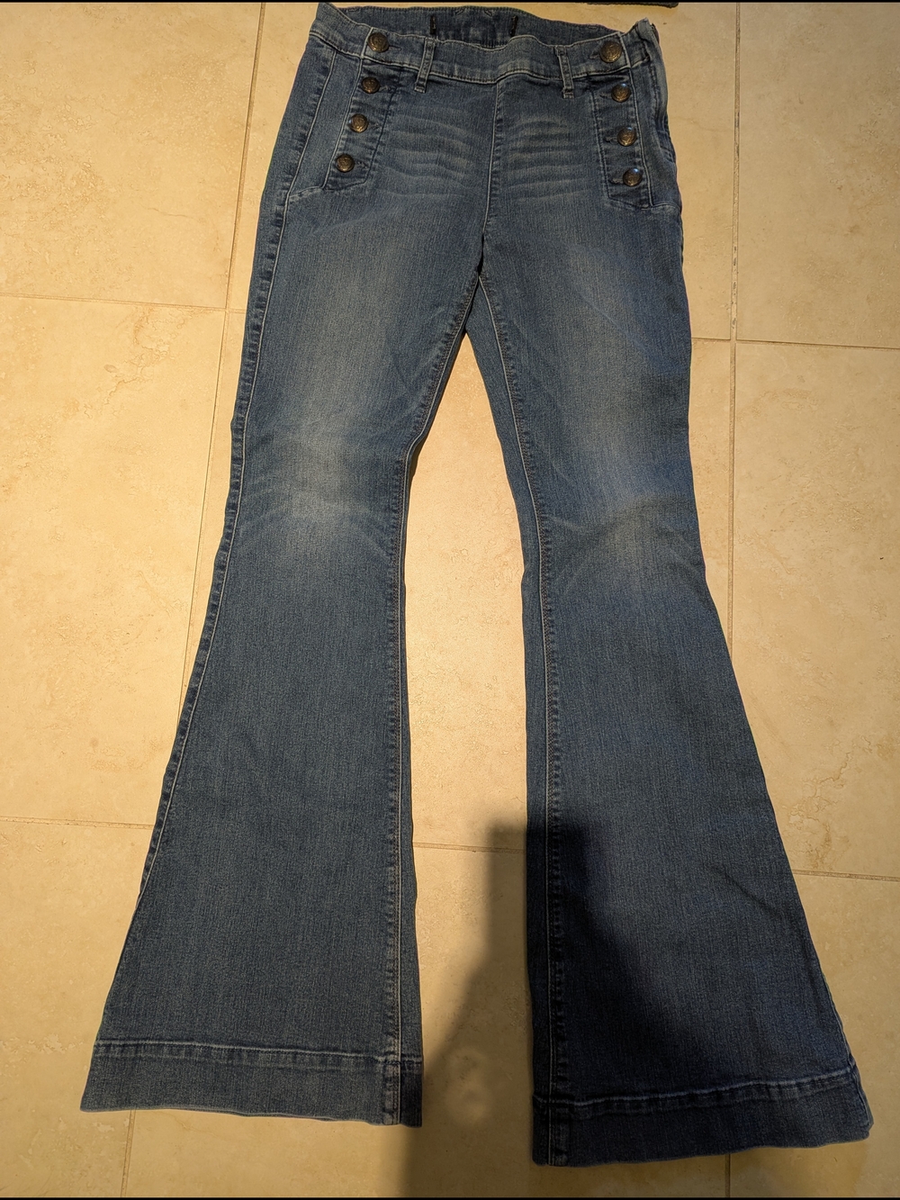 Express Ultra High Rise Button Front Flare Jeans